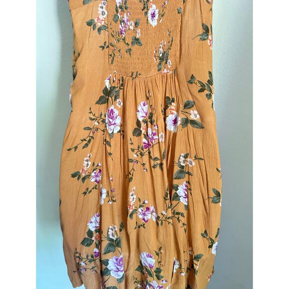 American Eagle Mustard Yellow Floral Dress Size Small - Picture 7 of 8